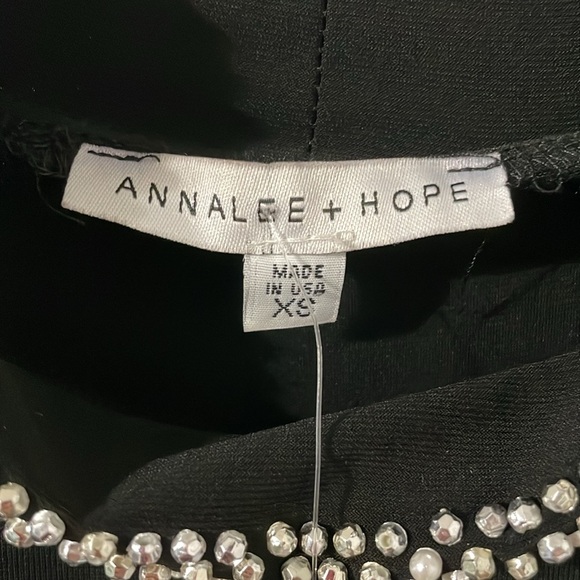 NWT Annalee + Hope Made in New York Black Midi Dress Beaded Neckline Size XS - Picture 2 of 10